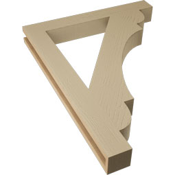 Ekena Millwork - BKTUR035X28X36OLY05RCPR - Timberthane Faux Wood Olympic Style Bracket, Block Ends, 3 1/2"W x 28"D x 36"H, Primed Tan