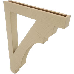 Ekena Millwork - BKTUR035X28X40OLY05RCPR - Timberthane Faux Wood Olympic Style Bracket, Block Ends, 3 1/2"W x 28"D x 40"H, Primed Tan