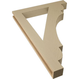 Ekena Millwork - BKTUR035X28X40OLY05RCPR - Timberthane Faux Wood Olympic Style Bracket, Block Ends, 3 1/2"W x 28"D x 40"H, Primed Tan