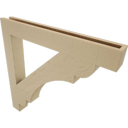 Ekena Millwork - BKTUR035X30X30OLY05RCPR - Timberthane Faux Wood Olympic Style Bracket, Block Ends, 3 1/2"W x 30"D x 30"H, Primed Tan