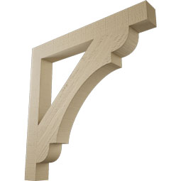 Ekena Millwork - BKTUR035X30X30OLY05RCPR - Timberthane Faux Wood Olympic Style Bracket, Block Ends, 3 1/2"W x 30"D x 30"H, Primed Tan