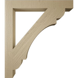 Ekena Millwork - BKTUR035X30X34OLY05RCPR - Timberthane Faux Wood Olympic Style Bracket, Block Ends, 3 1/2"W x 30"D x 34"H, Primed Tan