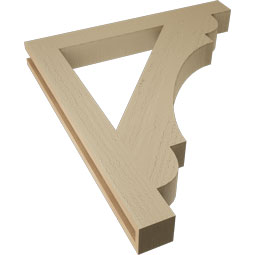 Ekena Millwork - BKTUR035X30X34OLY05RCPR - Timberthane Faux Wood Olympic Style Bracket, Block Ends, 3 1/2"W x 30"D x 34"H, Primed Tan
