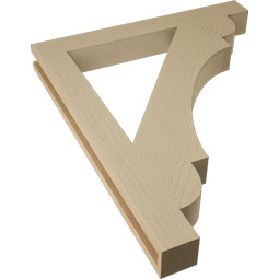 Ekena Millwork - BKTUR035X30X36OLY05RCPR - Timberthane Faux Wood Olympic Style Bracket, Block Ends, 3 1/2"W x 30"D x 36"H, Primed Tan