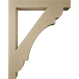 Ekena Millwork - BKTUR035X30X38OLY05RCPR - Timberthane Faux Wood Olympic Style Bracket, Block Ends, 3 1/2"W x 30"D x 38"H, Primed Tan
