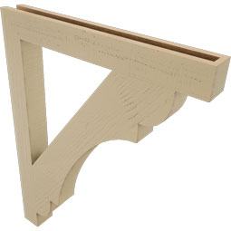 Ekena Millwork - BKTUR035X30X38OLY05RCPR - Timberthane Faux Wood Olympic Style Bracket, Block Ends, 3 1/2"W x 30"D x 38"H, Primed Tan