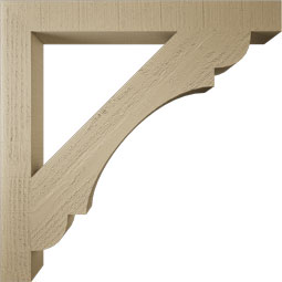 Ekena Millwork - BKTUR035X32X32OLY05RCPR - Timberthane Faux Wood Olympic Style Bracket, Block Ends, 3 1/2"W x 32"D x 32"H, Primed Tan