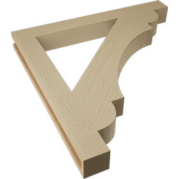 Ekena Millwork - BKTUR035X32X32OLY05RCPR - Timberthane Faux Wood Olympic Style Bracket, Block Ends, 3 1/2"W x 32"D x 32"H, Primed Tan