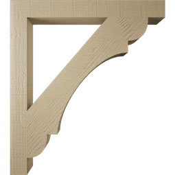 Ekena Millwork - BKTUR035X32X36OLY05RCPR - Timberthane Faux Wood Olympic Style Bracket, Block Ends, 3 1/2"W x 32"D x 36"H, Primed Tan