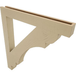 Ekena Millwork - BKTUR035X32X36OLY05RCPR - Timberthane Faux Wood Olympic Style Bracket, Block Ends, 3 1/2"W x 32"D x 36"H, Primed Tan