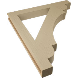 Ekena Millwork - BKTUR035X32X36OLY05RCPR - Timberthane Faux Wood Olympic Style Bracket, Block Ends, 3 1/2"W x 32"D x 36"H, Primed Tan