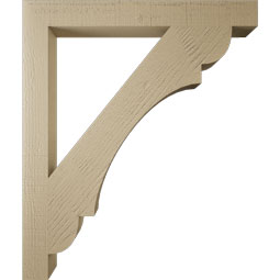 Ekena Millwork - BKTUR035X32X38OLY05RCPR - Timberthane Faux Wood Olympic Style Bracket, Block Ends, 3 1/2"W x 32"D x 38"H, Primed Tan