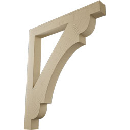 Ekena Millwork - BKTUR035X32X38OLY05RCPR - Timberthane Faux Wood Olympic Style Bracket, Block Ends, 3 1/2"W x 32"D x 38"H, Primed Tan