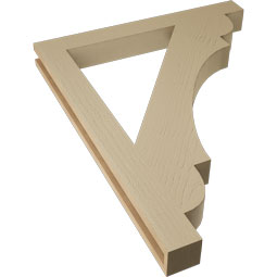 Ekena Millwork - BKTUR035X32X40OLY05RCPR - Timberthane Faux Wood Olympic Style Bracket, Block Ends, 3 1/2"W x 32"D x 40"H, Primed Tan
