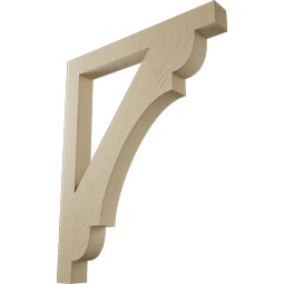 Ekena Millwork - BKTUR035X32X40OLY05RCPR - Timberthane Faux Wood Olympic Style Bracket, Block Ends, 3 1/2"W x 32"D x 40"H, Primed Tan