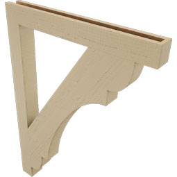 Ekena Millwork - BKTUR035X32X44OLY05RCPR - Timberthane Faux Wood Olympic Style Bracket, Block Ends, 3 1/2"W x 32"D x 44"H, Primed Tan