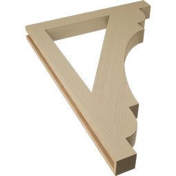 Ekena Millwork - BKTUR035X32X44OLY05RCPR - Timberthane Faux Wood Olympic Style Bracket, Block Ends, 3 1/2"W x 32"D x 44"H, Primed Tan