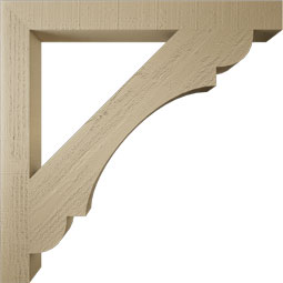 Ekena Millwork - BKTUR035X34X34OLY05RCPR - Timberthane Faux Wood Olympic Style Bracket, Block Ends, 3 1/2"W x 34"D x 34"H, Primed Tan