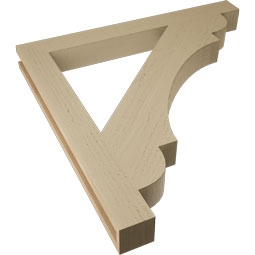 Ekena Millwork - BKTUR035X34X34OLY05RCPR - Timberthane Faux Wood Olympic Style Bracket, Block Ends, 3 1/2"W x 34"D x 34"H, Primed Tan