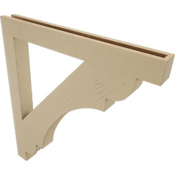 Ekena Millwork - BKTUR035X34X38OLY05RCPR - Timberthane Faux Wood Olympic Style Bracket, Block Ends, 3 1/2"W x 34"D x 38"H, Primed Tan