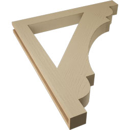 Ekena Millwork - BKTUR035X34X38OLY05RCPR - Timberthane Faux Wood Olympic Style Bracket, Block Ends, 3 1/2"W x 34"D x 38"H, Primed Tan