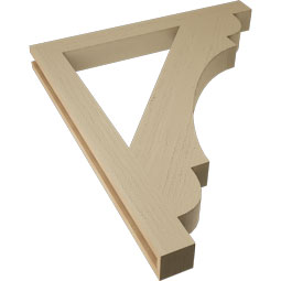 Ekena Millwork - BKTUR035X34X40OLY05RCPR - Timberthane Faux Wood Olympic Style Bracket, Block Ends, 3 1/2"W x 34"D x 40"H, Primed Tan
