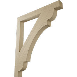 Ekena Millwork - BKTUR035X34X40OLY05RCPR - Timberthane Faux Wood Olympic Style Bracket, Block Ends, 3 1/2"W x 34"D x 40"H, Primed Tan