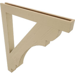 Ekena Millwork - BKTUR035X34X42OLY05RCPR - Timberthane Faux Wood Olympic Style Bracket, Block Ends, 3 1/2"W x 34"D x 42"H, Primed Tan