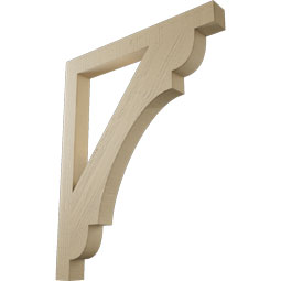 Ekena Millwork - BKTUR035X34X42OLY05RCPR - Timberthane Faux Wood Olympic Style Bracket, Block Ends, 3 1/2"W x 34"D x 42"H, Primed Tan
