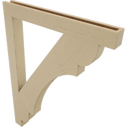 Ekena Millwork - BKTUR035X34X46OLY05RCPR - Timberthane Faux Wood Olympic Style Bracket, Block Ends, 3 1/2"W x 34"D x 46"H, Primed Tan