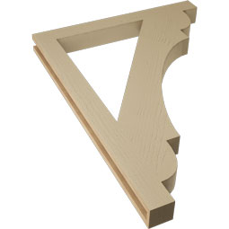 Ekena Millwork - BKTUR035X34X46OLY05RCPR - Timberthane Faux Wood Olympic Style Bracket, Block Ends, 3 1/2"W x 34"D x 46"H, Primed Tan