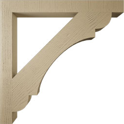 Ekena Millwork - BKTUR035X36X36OLY05RCPR - Timberthane Faux Wood Olympic Style Bracket, Block Ends, 3 1/2"W x 36"D x 36"H, Primed Tan