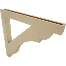 Ekena Millwork - BKTUR035X36X36OLY05RCPR - Timberthane Faux Wood Olympic Style Bracket, Block Ends, 3 1/2"W x 36"D x 36"H, Primed Tan