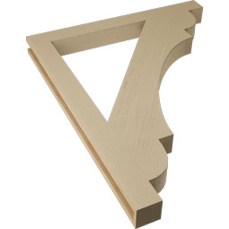 Ekena Millwork - BKTUR035X36X44OLY05RCPR - Timberthane Faux Wood Olympic Style Bracket, Block Ends, 3 1/2"W x 36"D x 44"H, Primed Tan