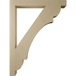 Ekena Millwork - BKTUR035X36X48OLY05RCPR - Timberthane Faux Wood Olympic Style Bracket, Block Ends, 3 1/2"W x 36"D x 48"H, Primed Tan
