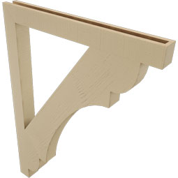 Ekena Millwork - BKTUR035X36X48OLY05RCPR - Timberthane Faux Wood Olympic Style Bracket, Block Ends, 3 1/2"W x 36"D x 48"H, Primed Tan