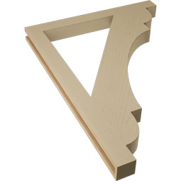 Ekena Millwork - BKTUR035X36X48OLY05RCPR - Timberthane Faux Wood Olympic Style Bracket, Block Ends, 3 1/2"W x 36"D x 48"H, Primed Tan