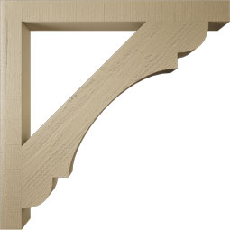 Ekena Millwork - BKTUR035X38X38OLY05RCPR - Timberthane Faux Wood Olympic Style Bracket, Block Ends, 3 1/2"W x 38"D x 38"H, Primed Tan