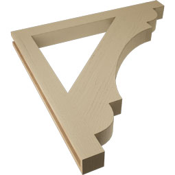 Ekena Millwork - BKTUR035X38X38OLY05RCPR - Timberthane Faux Wood Olympic Style Bracket, Block Ends, 3 1/2"W x 38"D x 38"H, Primed Tan