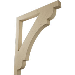 Ekena Millwork - BKTUR035X38X44OLY05RCPR - Timberthane Faux Wood Olympic Style Bracket, Block Ends, 3 1/2"W x 38"D x 44"H, Primed Tan