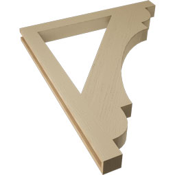 Ekena Millwork - BKTUR035X38X46OLY05RCPR - Timberthane Faux Wood Olympic Style Bracket, Block Ends, 3 1/2"W x 38"D x 46"H, Primed Tan