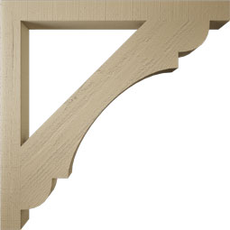 Ekena Millwork - BKTUR035X40X40OLY05RCPR - Timberthane Faux Wood Olympic Style Bracket, Block Ends, 3 1/2"W x 40"D x 40"H, Primed Tan
