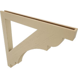 Ekena Millwork - BKTUR035X40X40OLY05RCPR - Timberthane Faux Wood Olympic Style Bracket, Block Ends, 3 1/2"W x 40"D x 40"H, Primed Tan