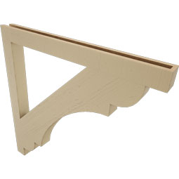 Ekena Millwork - BKTUR035X42X42OLY05RCPR - Timberthane Faux Wood Olympic Style Bracket, Block Ends, 3 1/2"W x 42"D x 42"H, Primed Tan