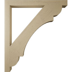 Ekena Millwork - BKTUR035X42X48OLY05RCPR - Timberthane Faux Wood Olympic Style Bracket, Block Ends, 3 1/2"W x 42"D x 48"H, Primed Tan