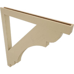 Ekena Millwork - BKTUR035X44X48OLY05RCPR - Timberthane Faux Wood Olympic Style Bracket, Block Ends, 3 1/2"W x 44"D x 48"H, Primed Tan