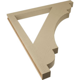 Ekena Millwork - BKTUR035X44X48OLY05RCPR - Timberthane Faux Wood Olympic Style Bracket, Block Ends, 3 1/2"W x 44"D x 48"H, Primed Tan