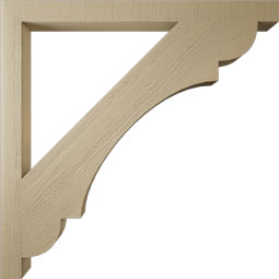 Ekena Millwork - BKTUR035X46X46OLY05RCPR - Timberthane Faux Wood Olympic Style Bracket, Block Ends, 3 1/2"W x 46"D x 46"H, Primed Tan