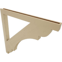 Ekena Millwork - BKTUR035X46X46OLY05RCPR - Timberthane Faux Wood Olympic Style Bracket, Block Ends, 3 1/2"W x 46"D x 46"H, Primed Tan