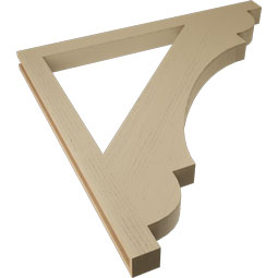 Ekena Millwork - BKTUR035X48X48OLY05RCPR - Timberthane Faux Wood Olympic Style Bracket, Block Ends, 3 1/2"W x 48"D x 48"H, Primed Tan